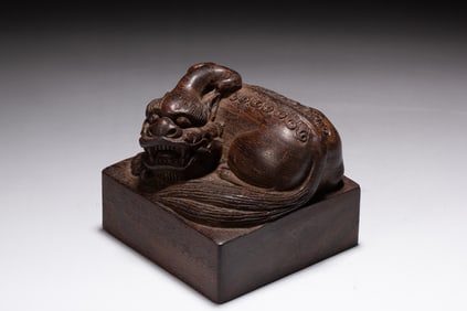 Agarwood Carved Beast Stone Seal