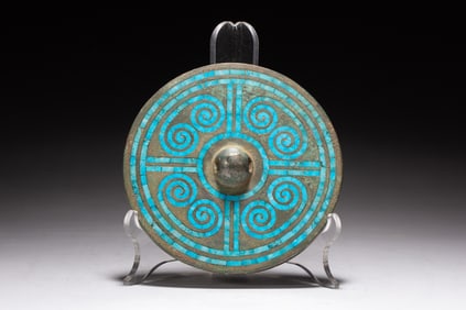 Bronze Inlaid Turquoise Mirror