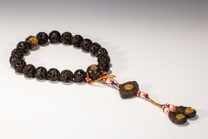 Agarwood Carved Shou Pattern Bead