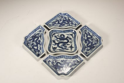 Blue and White Dragon Pattern Porcelain Plate