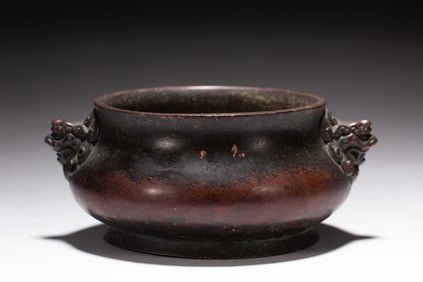 Bronze Double Lion Ears Incense Burner