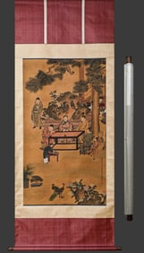 Chinese Drawing Character Story Silk Painting,Yu Zhiding Mark
