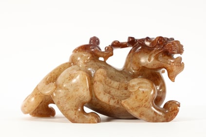 Jade Carved Beast and Character Ornament