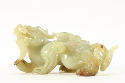 Jade Carved Beast and Character Ornament