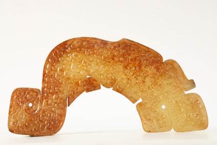 Jade Carved Cloud Pattern Huang Ornament