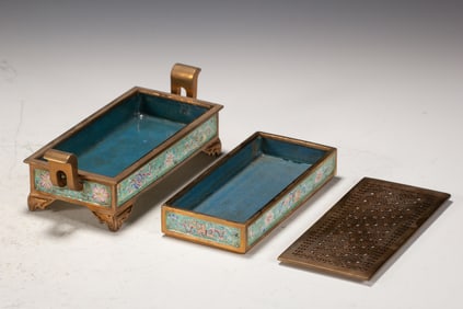 Bronze Enamel Drawing Flower Pattern Incense Burner
