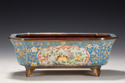 Bronze Enamel Drawing Flower and Pomegranate Pattern Washer