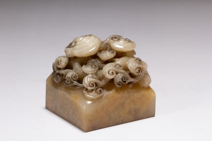Shoushan Carved Reishi Mushroom Stone Seal