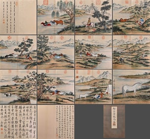 Chinese Drawing Horse and Character Painting Album,Lang Shining Mark