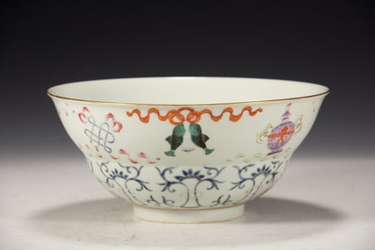 Famille Rose Eight Treasure Pattern Porcelain Bowl