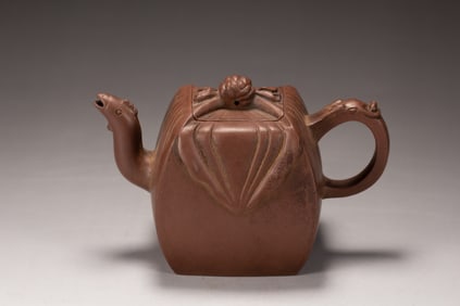 Purple Clay Carved Chicken Shape Teapot