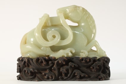Jade Carved Camel and Book Ornament