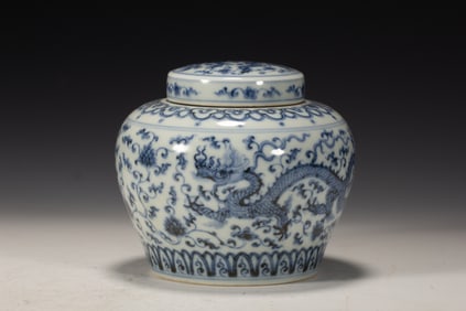 Blue and White Dragon Pattern Porcelain Pot