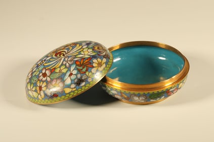 Bronze Cloisonne Flower Pattern Lid Box