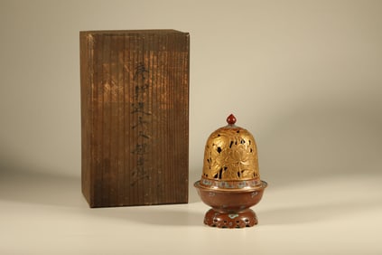 Lilacgold Glazed Gold Drawing Lotus Flower Pattern Porcelain Incense Burner
