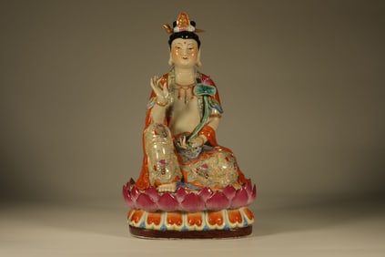 Famille Rose GuanYin Porcelain Figure