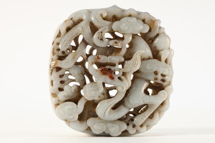 Jade Carved Dragon Pattern Belt Hook