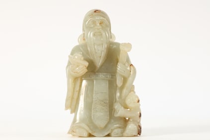 Jade Carved God of Wealth Figure