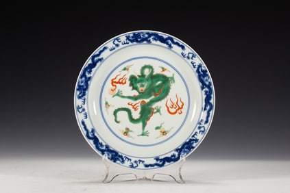 Doucai Dragon Pattern Porcelain Plate