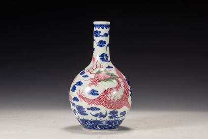 Blue and White Red Inglazed Cloud and Dragon Pattern Porcelain Vase