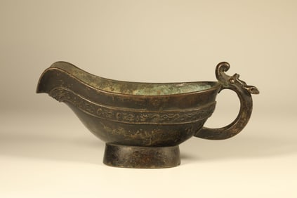 Bronze Carved Dragon Pattern Cup