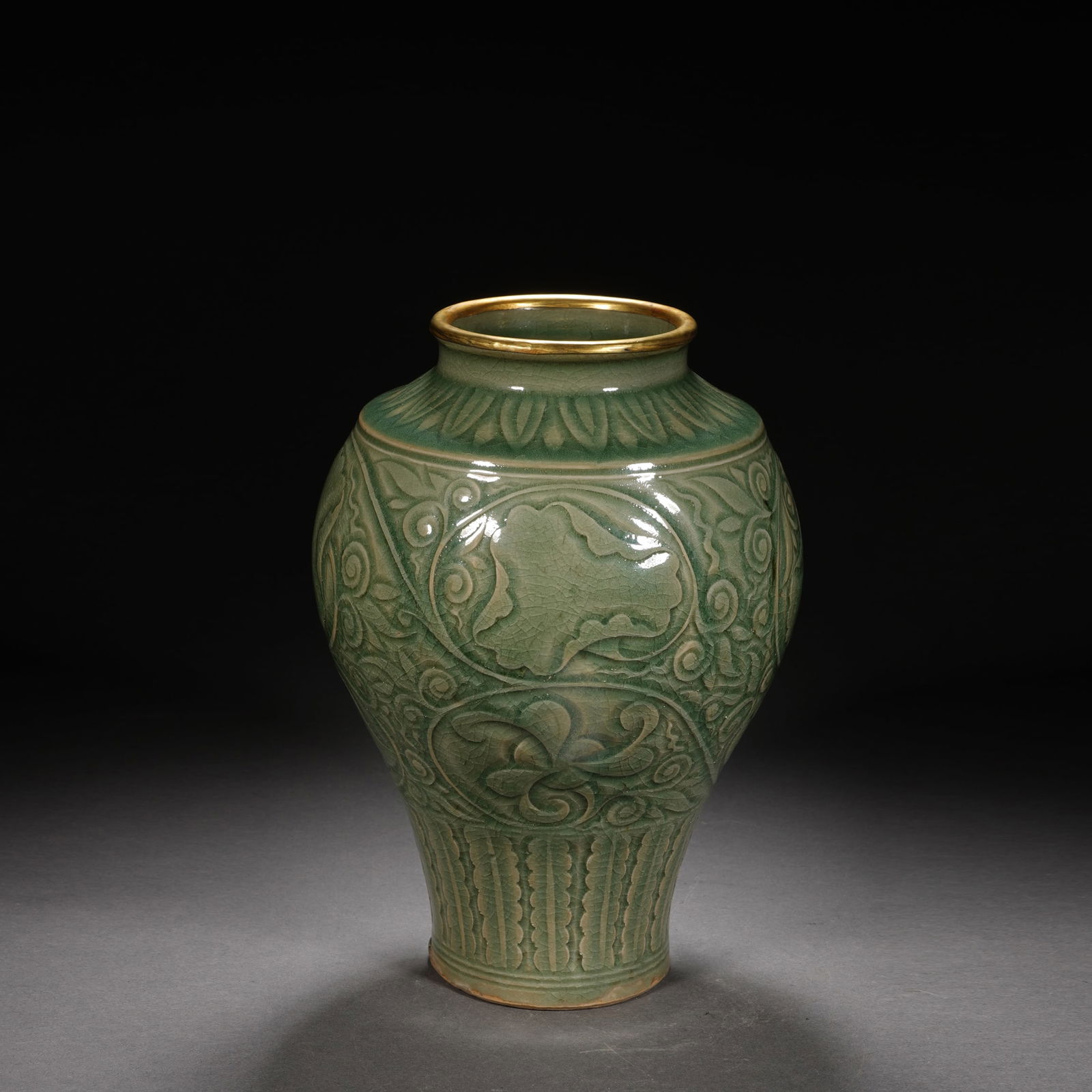 Longquan Ware Carved Flower Pattern Porcelain Vase (1 of 9)