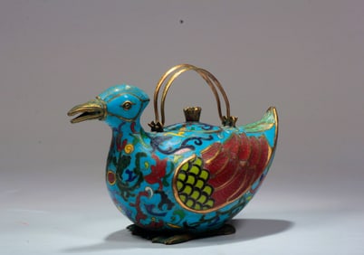 A CLOISONNÉ BRONZE POT