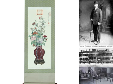 A CHINESE HAND PAINTING,CI XI MARKE.