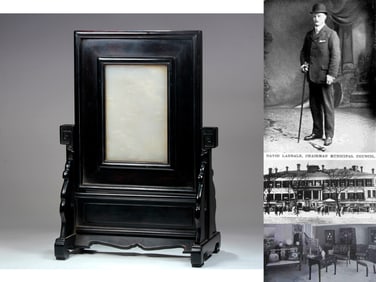 A HETIAN JADE 'FIGURAL'TABLE SCREEN