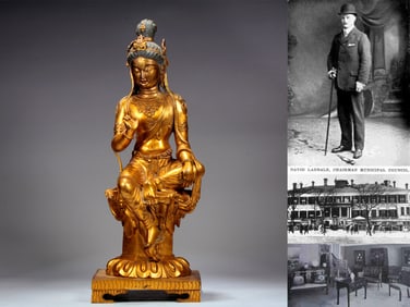 A GILT BRONZE FIGURE OF GUANYIN