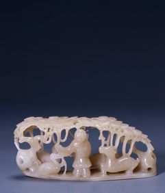 A HETIAN JADE "HERON AND FLOWERS" ORNAMENT