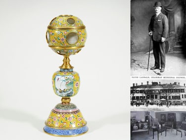 A CLOISONNÉ  'BIRD AND FLORAL' HAT-HANGER