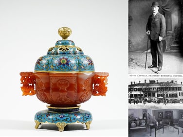 A CLOISONNÉ AGATE CENSER BURNER