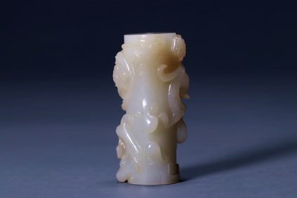 A HETIAN JADE 'CHILONG'TUBULAR BEAD