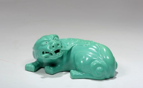 A Turquoise green GLAZED 'BEAST'ORNAMENT