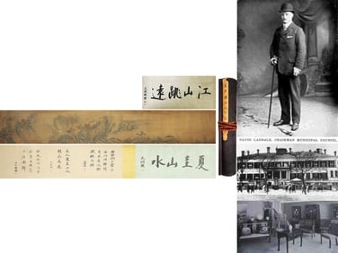 A CHINESE LONG SCROLL HAND PAINTING,XIA GUI MARKE.