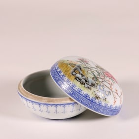 A CLOISONNÉ 'BIRD AND FLORAL' SEAL PASTE BOX AND COVER
