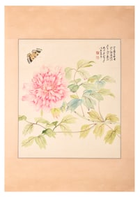 A CHINESE HAND PAINTING,ZHANG DAQIAN AND YU FEIAN MARKE.