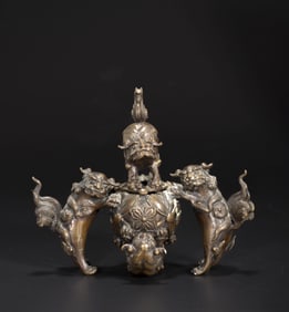 A BRONZE 'LION'CENSER BURNER