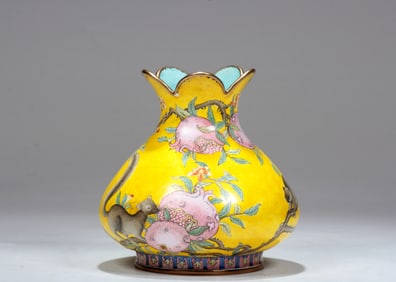 A CLOISONNÉ BRONZE'SQUIRREL VASE
