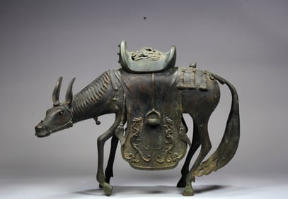 A BRONZE DONKEY CENSER