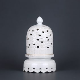 A WHITE GLAZED 'CLOUD'CENSER BURNER