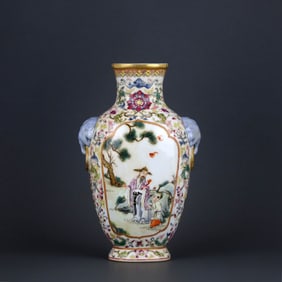 A FAMILLE ROSE 'FIGURAL' VASE