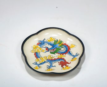 A CLOISONNÉ BRONZE 'DRAGON'DISH