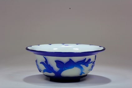 A WHITE BASED BLUE 'PEACH'BOWL