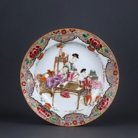 A FAMILLE ROSE 'FIGURAL' DISH