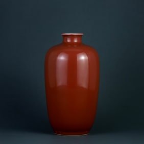 A RED GLAZED VASE,MEI