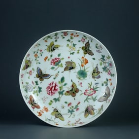 A FAMILLE ROSE 'BUTTERFLY AND FLORAL'DISH