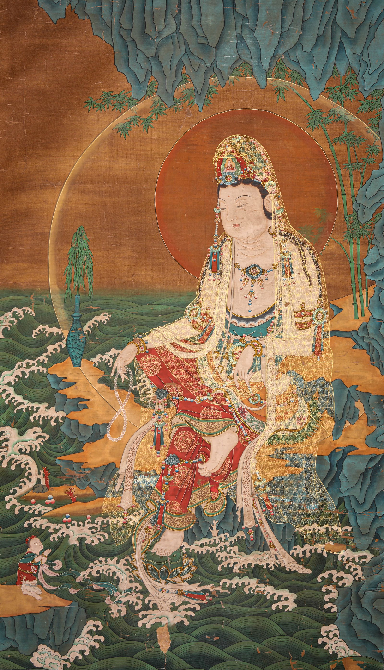An Anonymous Scroll of Painting of Avalokiteshvara and a Child (1 of 6)