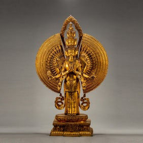 Gilt Bronze Thousand Hand GuanYin Figure